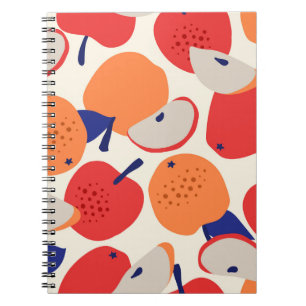 Caderno Espiral Maçãs Desenhadas À Mão: Trendy Vintage Sem Costura