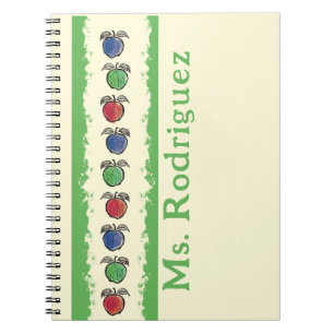 Caderno Espiral Maçãs no notebook Yellow Teacher Gift