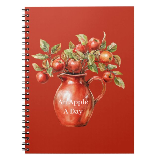 Caderno Espiral Maçãs Vaso Vermelho (Frente)