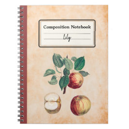 Caderno Espiral Maçãs Vermelhas Com Folhas Composição Personalizad