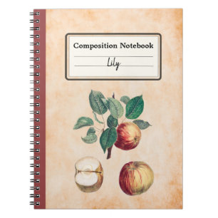 Caderno Espiral Maçãs Vermelhas Com Folhas Composição Personalizad