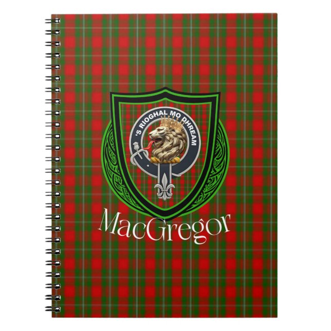 Caderno Espiral MacGregor Scottish Clan Tartan & Crest (Frente)