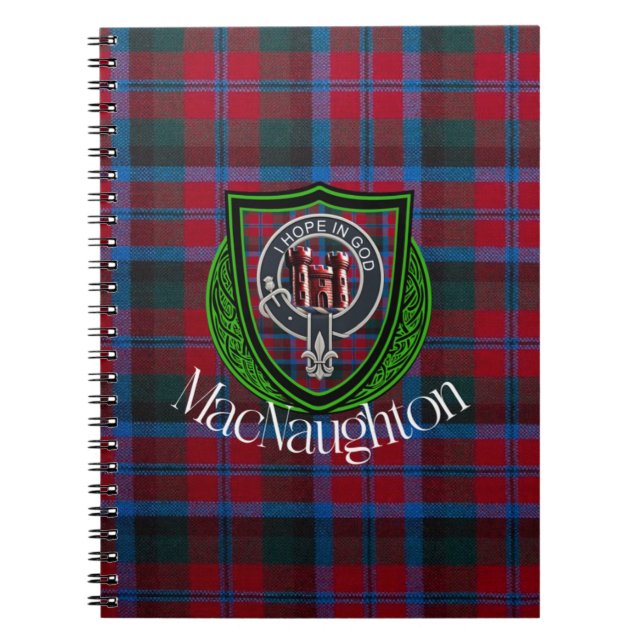 Caderno Espiral MacNaughton Scottish Clan Tartan & Crest (Frente)