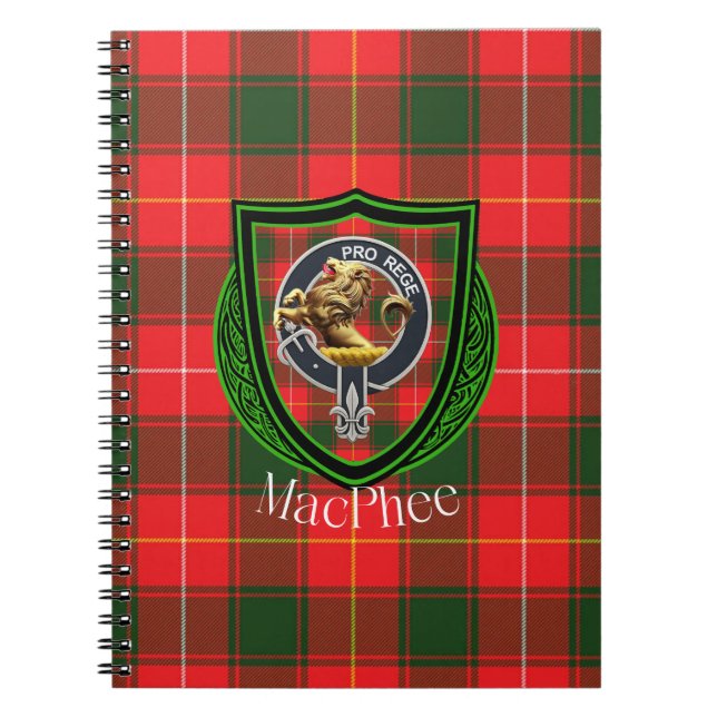 Caderno Espiral MacPhee Scottish Clan Tartan & Crest (Frente)