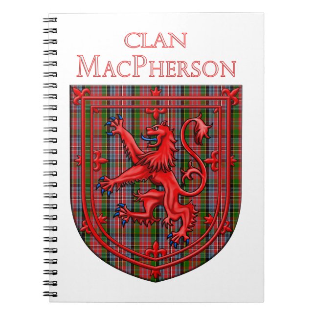 Caderno Espiral MacPherson Tartan - Xadrez escocesa Rampant (Frente)