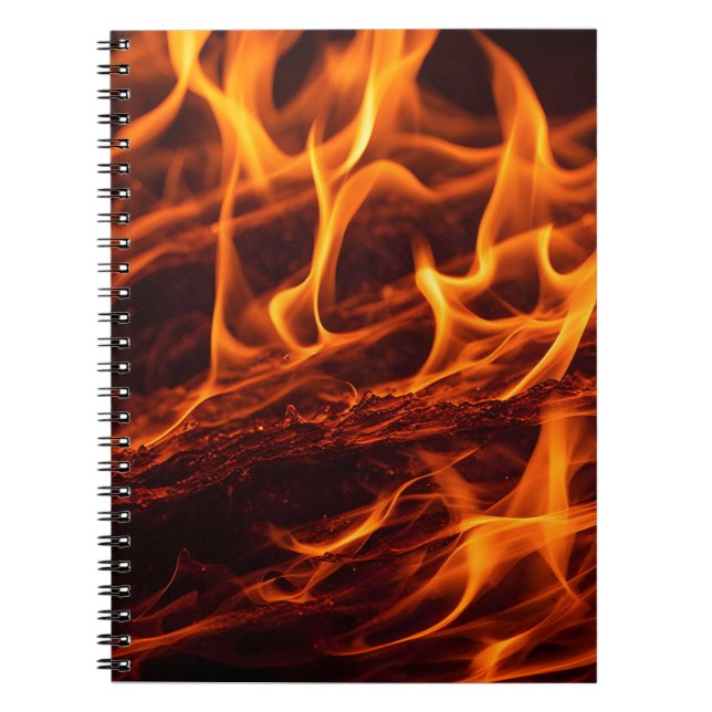 Caderno Espiral macro de chama de incêndio na lareira (Frente)