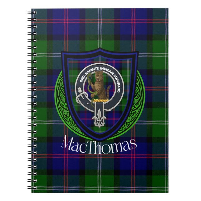 Caderno Espiral MacThomas Scottish Clan Tartan & Crest (Frente)