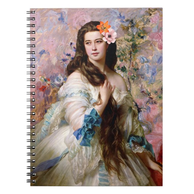 Caderno Espiral Madame Rimsky com flores (Frente)