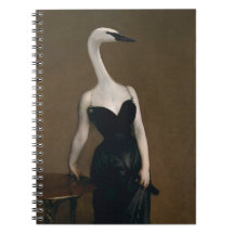 Madame X tem um notebook do pescoço Swanlike