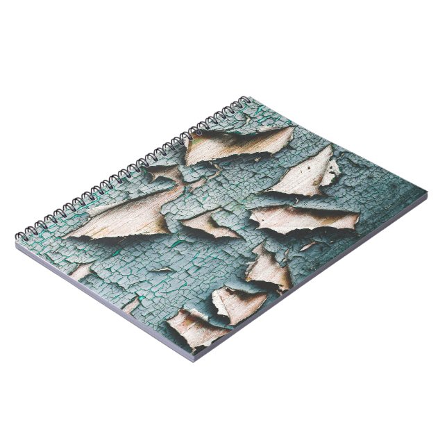 Caderno Espiral Madeira de cor verde-clara, azul-russa, de descasq (Left Side)