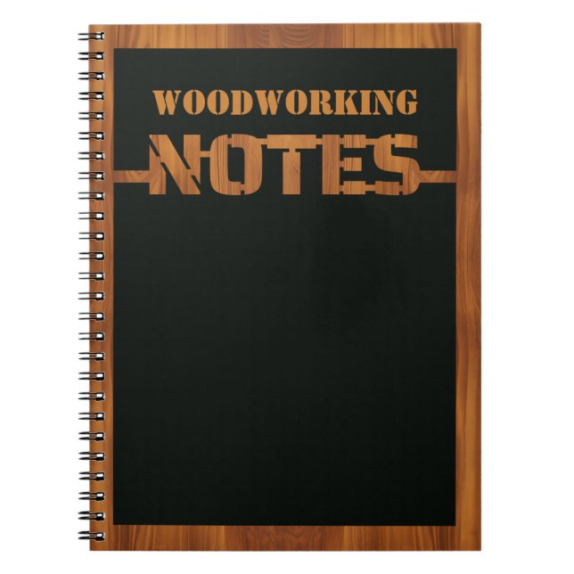 Caderno Espiral Madeira de corte 3D a preto (Frente)