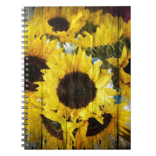 Caderno Espiral Madeira do Carão Primitivo País Ocidental Girassol