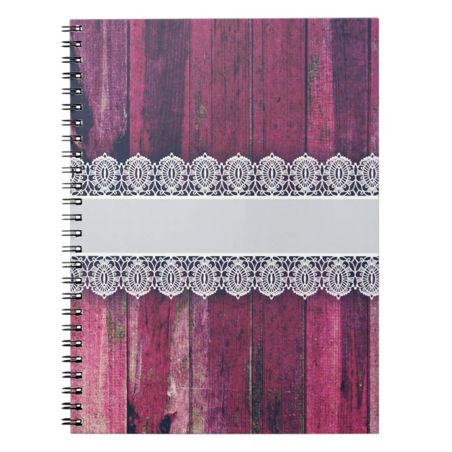 Caderno Espiral Madeira roxa rústica com laço - estilo do chique (Frente)