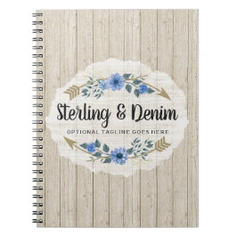 Caderno Espiral Madeira Rústica & Florais em Aquarela Boêmia com F