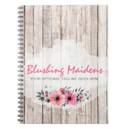 Caderno Espiral Madeira Rústica Shabby Chic Rosas Anêmona Floral