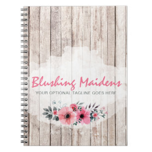 Caderno Espiral Madeira Rústica Shabby Chic Rosas Anêmona Floral