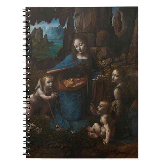 Caderno Espiral Madona das Rochas, Virgem Maria, Jesus, John (Frente)