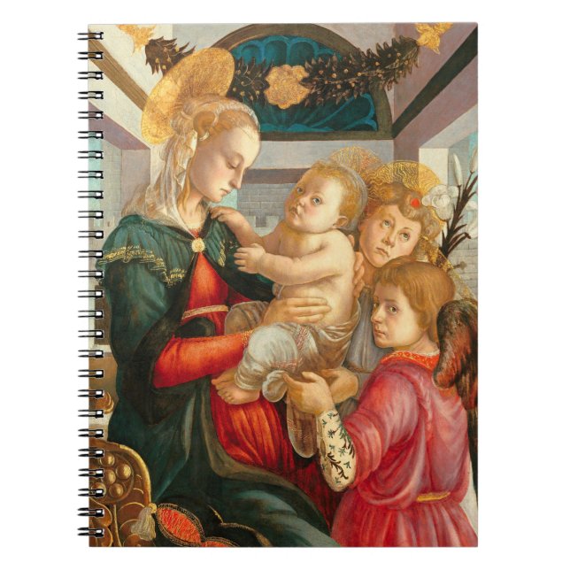 Caderno Espiral Madonna & Child com Dois Angels Sandro Botticelli (Frente)