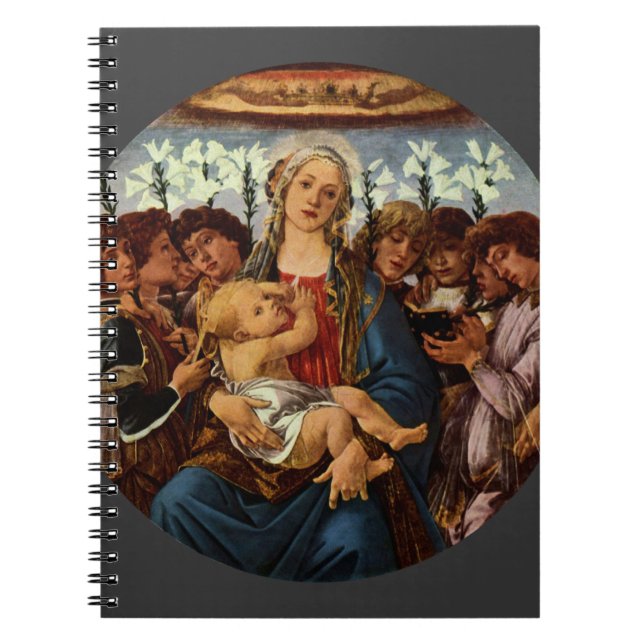 Caderno Espiral Madonna e Criança com Oito Anjos por Botticelli (Frente)