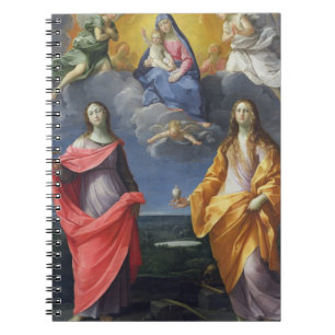 Caderno Espiral Madonna e criança com St. Lucy e Maria Madalena