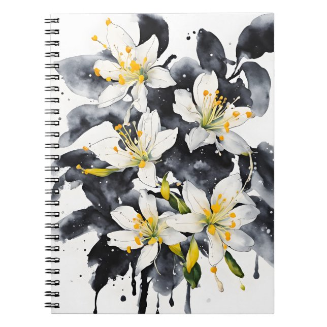 Caderno Espiral Madressilva - Flores de aquarela (Frente)