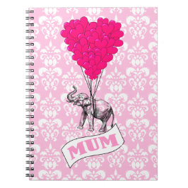 Caderno Espiral Mãe com elefante rosa