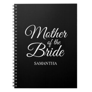 Caderno Espiral Mãe da Noiva Personalizada Preto e Branco