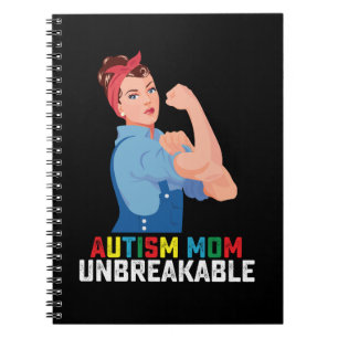 Caderno Espiral Mãe de Autista Inquebrantável Orgulhosa Família Au