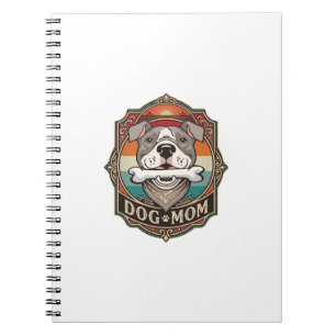 Caderno Espiral Mãe de Cachorro Osso Bandana Moldura Vintage_1