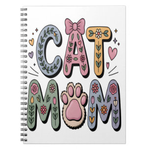 Caderno Espiral Mãe de Gato Floral com Marca de Pata