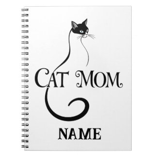 Caderno Espiral Mãe de Gato, Tipografia Minimalista de Gato Preto 