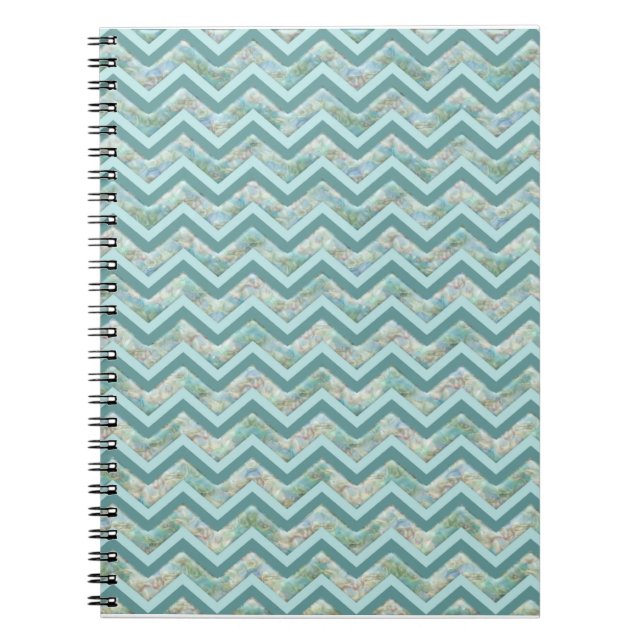Caderno Espiral Mãe de Pérola Teal ZigZag (Frente)
