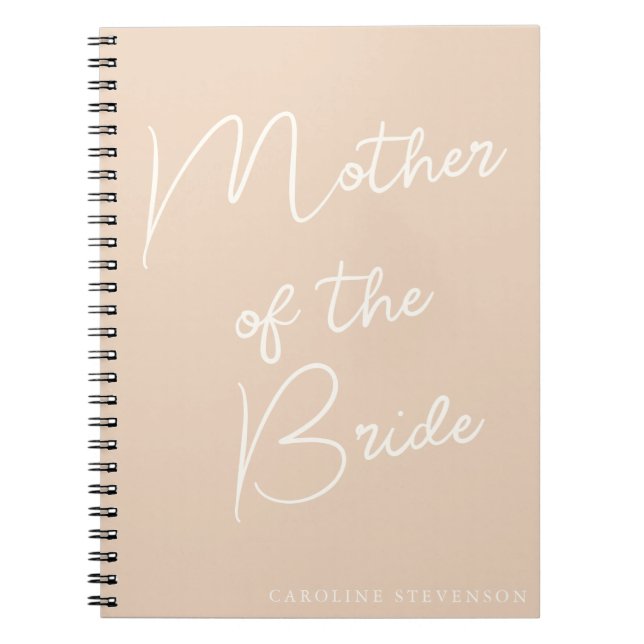 Caderno Espiral Mãe do Blush Personalizado de Script Moderno Bride (Frente)