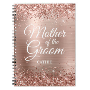 Caderno Espiral Mãe do Noivo Glittery Rose Gold Foil
