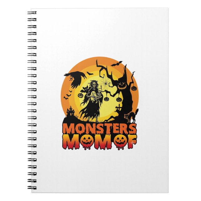 Caderno Espiral Mãe dos Monstros Dia das Bruxas Monstro Fantasma E (Frente)