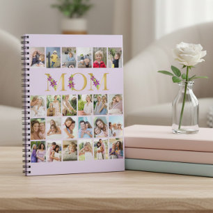 Caderno Espiral Mãe Dourada Letras Florais 24 Colagem de Fotos Ve