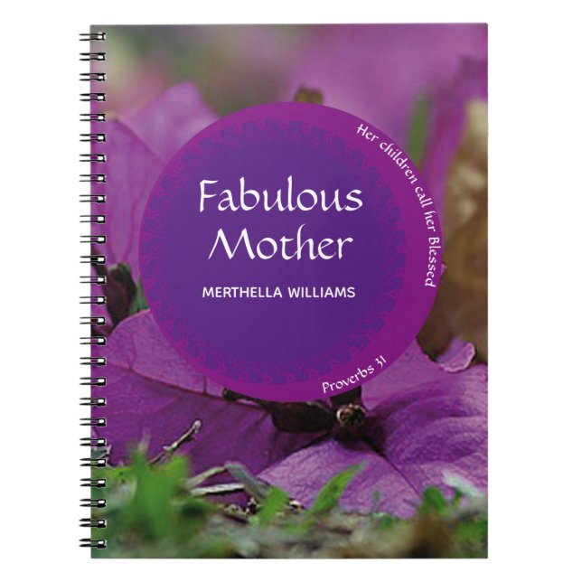 Caderno Espiral Mãe Fabulosa de DIA DE AS MÃES Roxo Floral (Frente)
