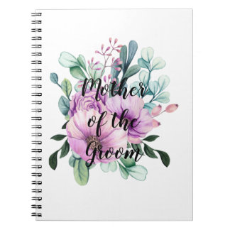 Caderno Espiral MÃE Floral Púrpura do Bridal do Casamento GROOM