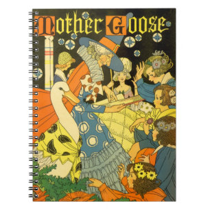 Caderno Espiral Mãe Gansa Antiga Lendo um Livro para Crianças