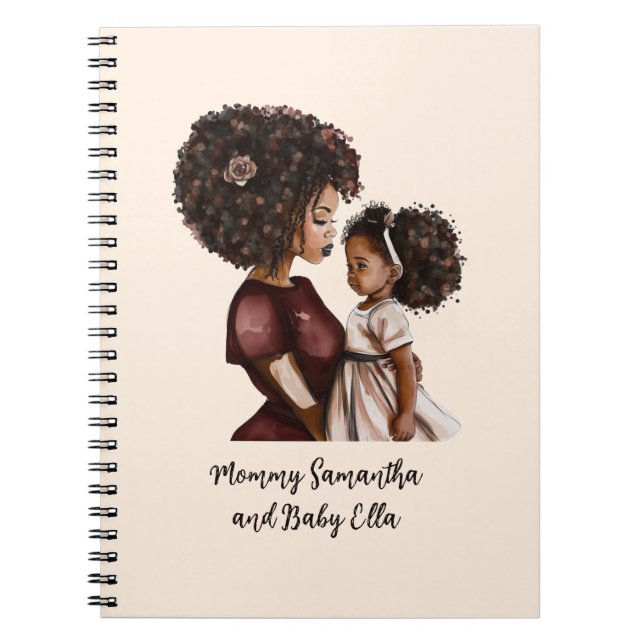 Caderno Espiral Mãe negra personalizada e filha (3) (Frente)