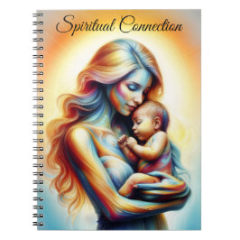 Caderno Espiral Mãe segurando o bebê tenente luminoso abraça a art