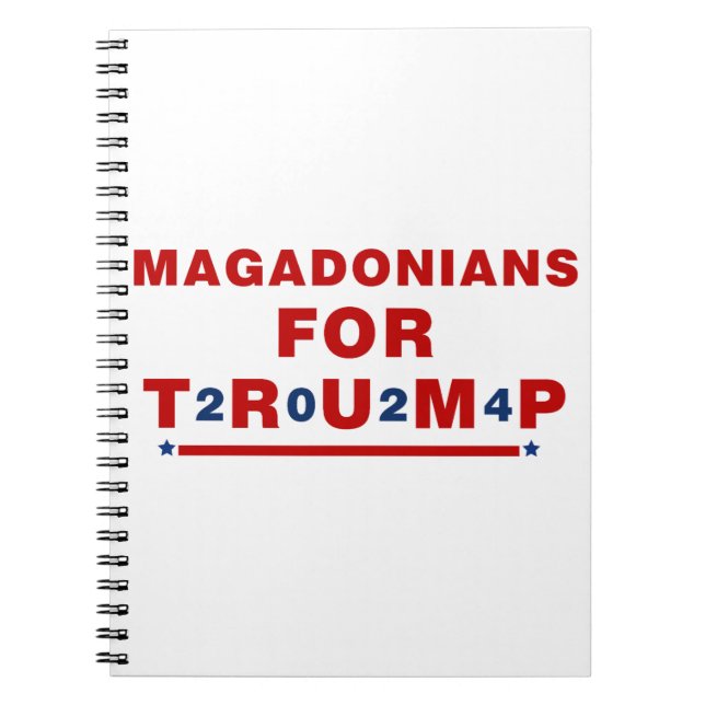 Caderno Espiral Magadonianos Para Trump 2024 Red Blue Star (Frente)