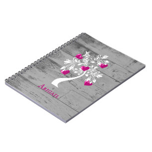 Caderno Espiral Magenta Árvore de Corações para Notebook Person