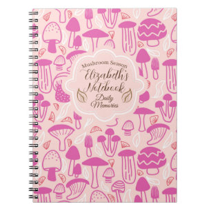 Caderno Espiral Magenta de cogumelo rosa