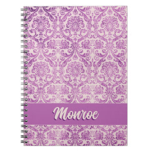 Caderno Espiral Magenta Pink Damask