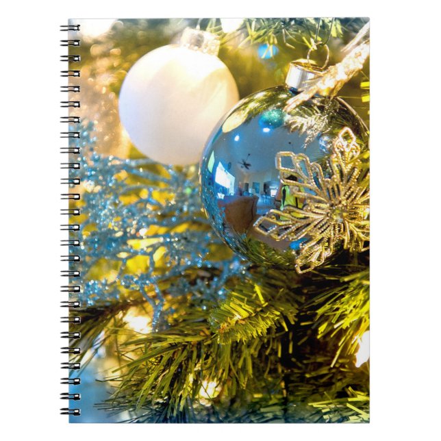 Caderno Espiral Magia de Natal Azul e Dourada (Frente)
