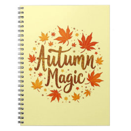 Caderno Espiral Magia de Outono Folhas de Outono Tipografia Sazona