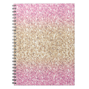 Caderno Espiral Magia rosa e Dourada brilho