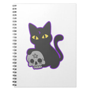 Caderno Espiral Magic cat com crânio fantasma - Escolha a cor de t