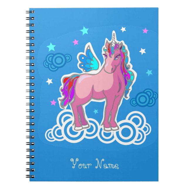 Caderno Espiral Magic Cute Pink Unicorn com asas (Frente)